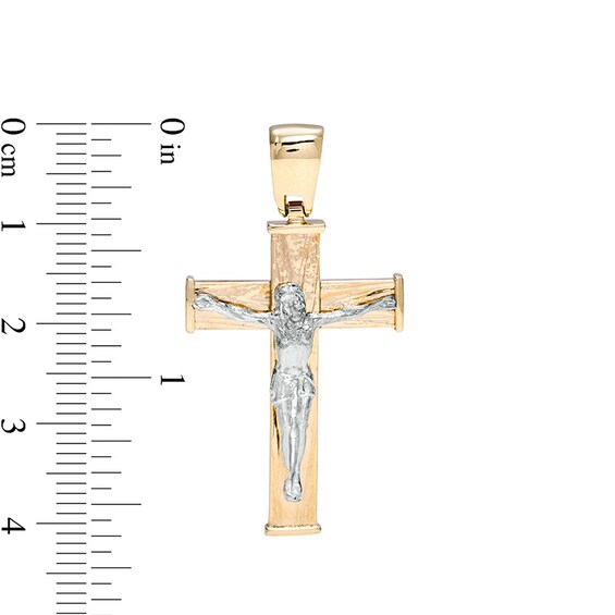 Previously Owned - Made in Italy Textured Crucifix Necklace Charm in 10K Two-Tone Gold