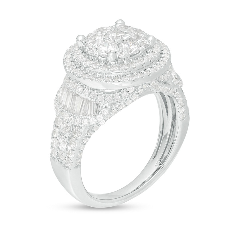 Main Image 2 of Previously Owned - 2 CT. T.W. Composite Diamond Double Frame Multi-Row Ring in 10K White Gold