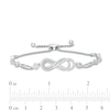 Thumbnail Image 3 of Previously Owned - 3/8 CT. T.W. Diamond Layered Infinity Sideways Bolo Bracelet in Sterling Silver - 9.0"