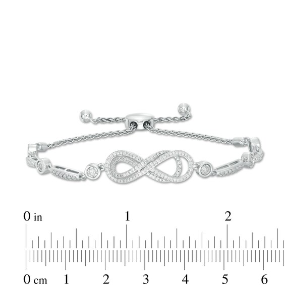 Previously Owned - 3/8 CT. T.w. Diamond Layered Infinity Sideways Bolo Bracelet in Sterling Silver - 9.0"