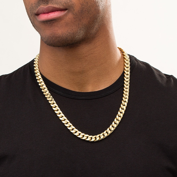 Previously Owned - 10.7mm Cuban Curb Chain Necklace in Hollow 10K Gold - 24"