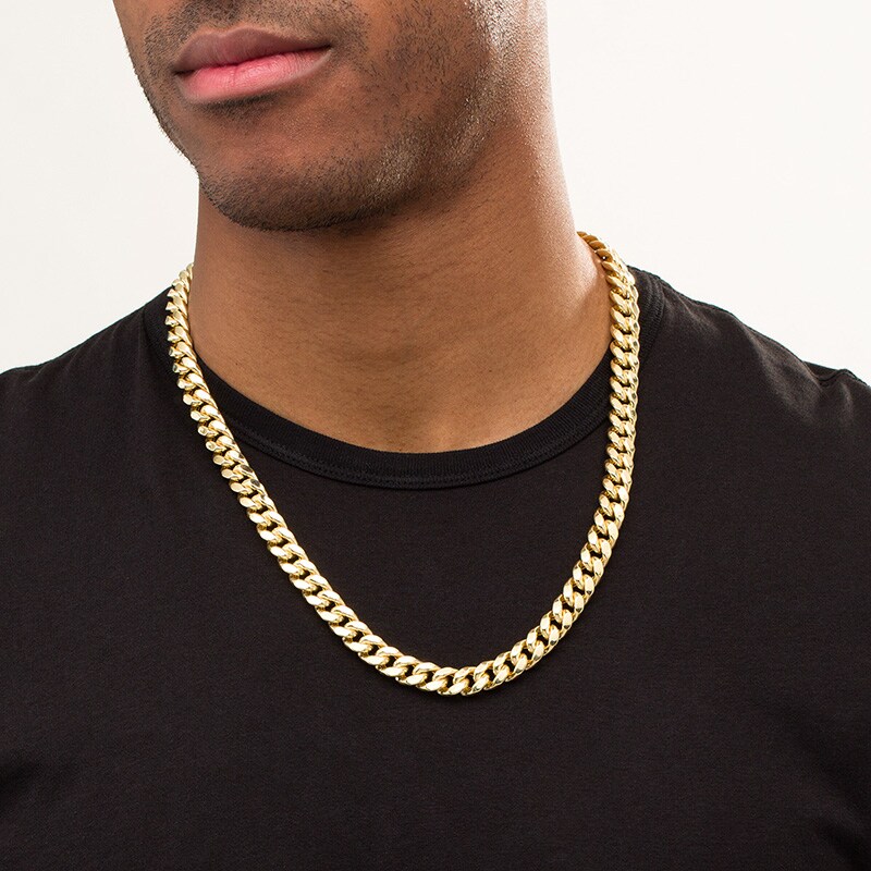 Main Image 3 of Previously Owned - 10.7mm Cuban Curb Chain Necklace in Hollow 10K Gold - 24"