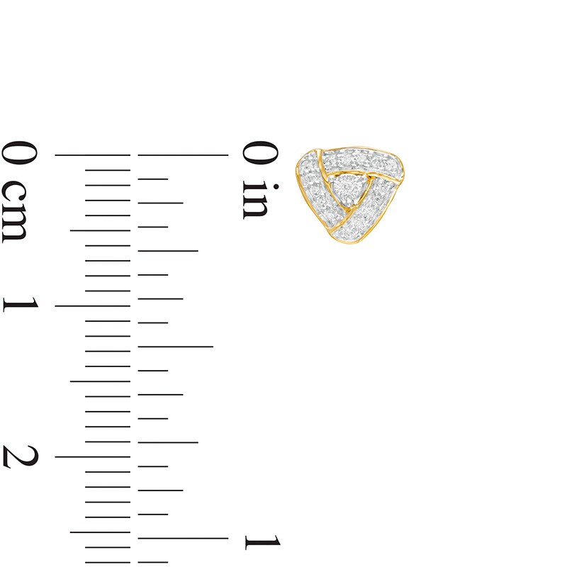 Main Image 3 of Previously Owned - 1/15 CT. T.W. Diamond Swirl Frame Triangle Stud Earrings in 10K Gold