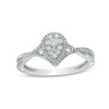 Thumbnail Image 1 of Previously Owned - 1/4 CT. T.W. Composite Pear-Shaped Diamond Frame Twist Shank Ring in 10K White Gold