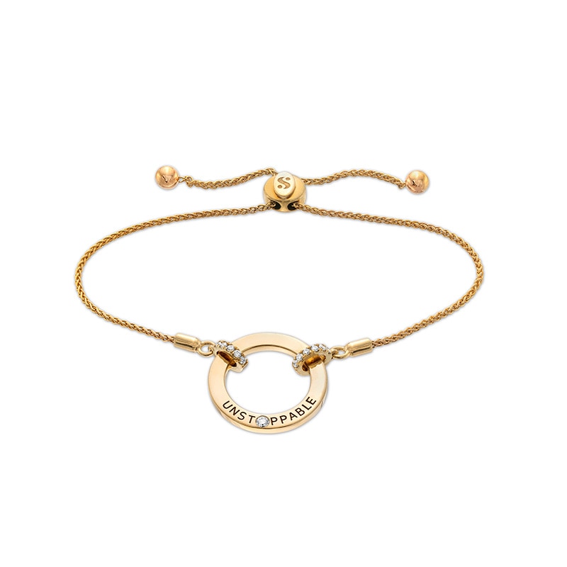 Main Image 1 of Previously Owned - Serena Williams jewelry  1/8 CT. T.W. Diamond Circle "UNSTOPPABLE" Bolo Bracelet in 10K Gold