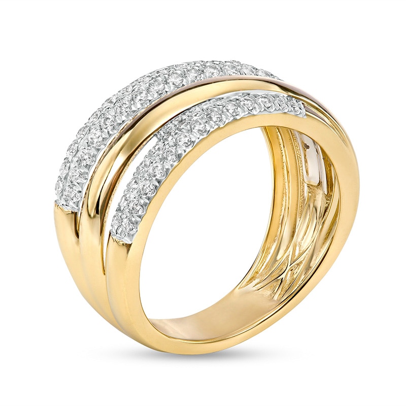 Main Image 3 of Previously Owned - 1/2 CT. T.W. Diamond Double Row Slant Ring in 10K Gold