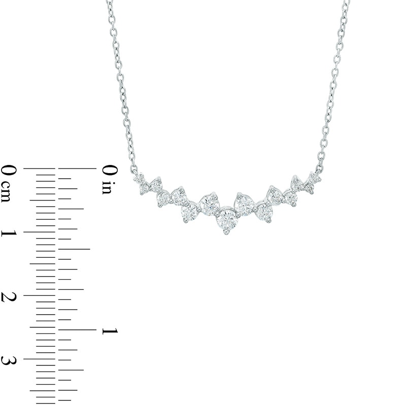 Main Image 2 of Previously Owned - Marilyn Monroe™ Collection 3/4 CT. T.W. Diamond Graduated Curved Scatter Necklace in 10K White Gold