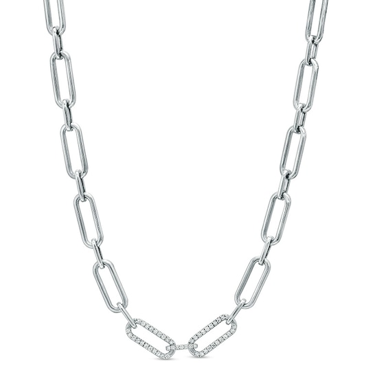 Previously Owned - The Kindred Links from Vera Wang Love Collection 1/4 CT. T.w. Diamond Necklace in Sterling Silver