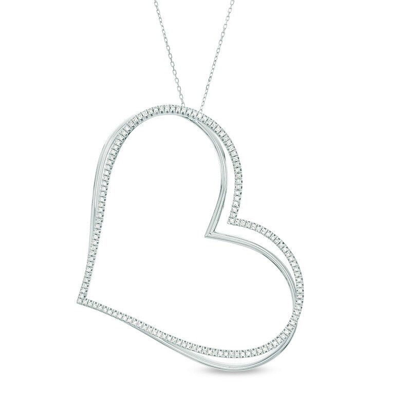 Main Image 1 of Previously Owned - The Kindred Heart from Vera Wang Love Collection 1 CT. T.W. Diamond Pendant in Sterling Silver
