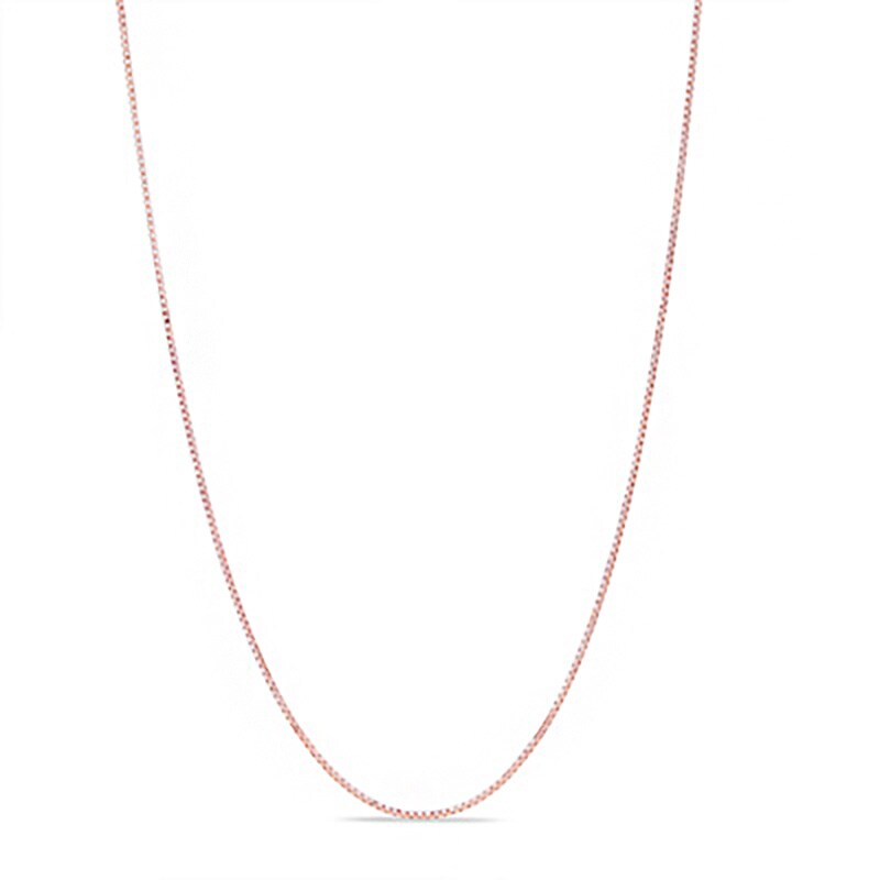 Main Image 1 of Previously Owned - 0.6mm Box Chain Necklace in 14K Rose Gold - 18&quot;