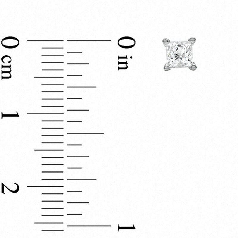 Main Image 2 of Previously Owned - 1/2 CT. T.W. Princess-Cut Diamond Solitaire Stud Earrings in 14K White Gold