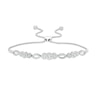 Thumbnail Image 1 of Previously Owned - 3/8 CT. T.W. Composite Diamond Three Stone and Marquise Bolo Bracelet in 10K White Gold - 10.9"
