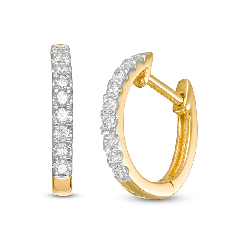 Main Image 1 of Previously Owned - Remixed Reimagined 1/4 CT. T.W. Diamond Hoop Earrings in 10K Gold