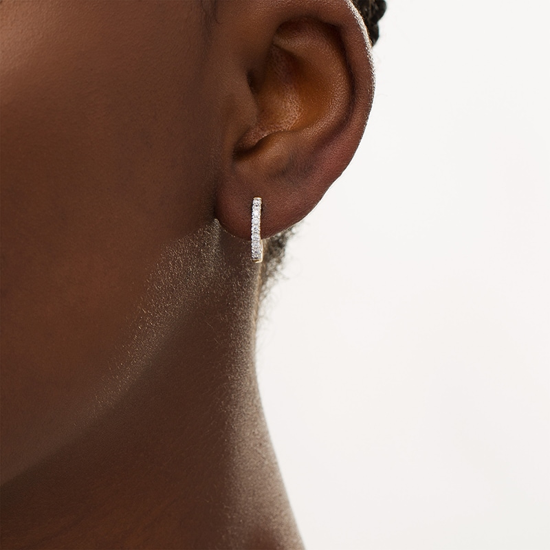 Main Image 2 of Previously Owned - Remixed Reimagined 1/4 CT. T.W. Diamond Hoop Earrings in 10K Gold