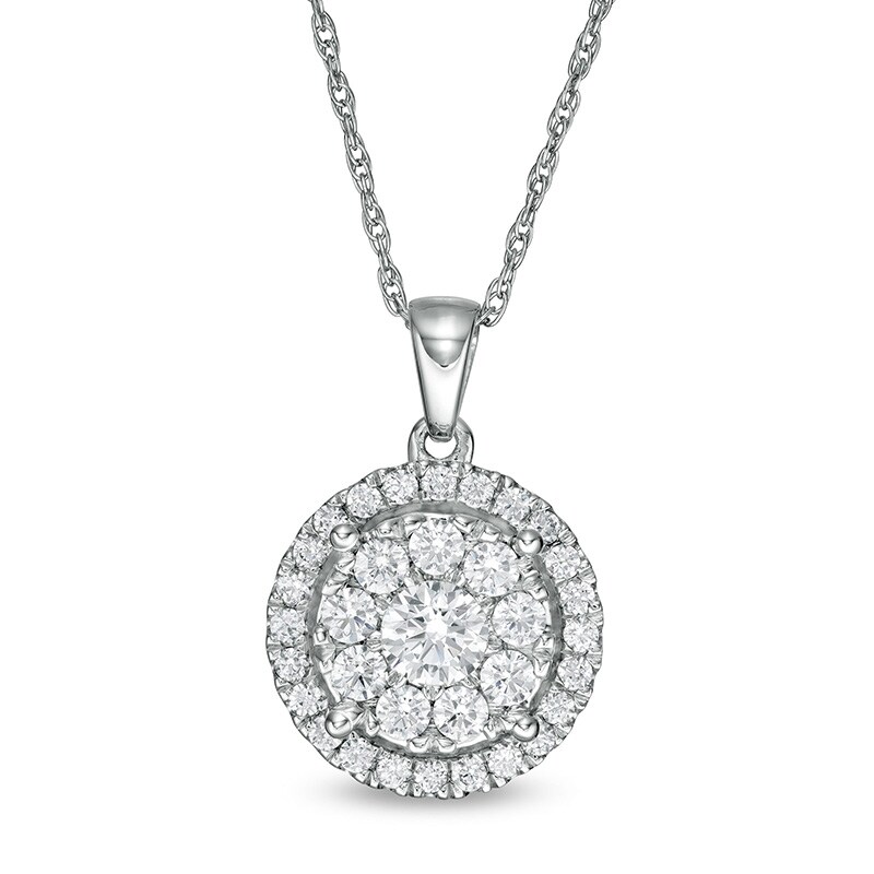 Main Image 1 of Previously Owned - 1 CT. T.W. Diamond Frame Pendant in 10K White Gold