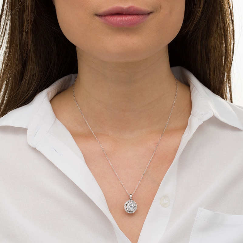 Main Image 2 of Previously Owned - 1 CT. T.W. Diamond Frame Pendant in 10K White Gold