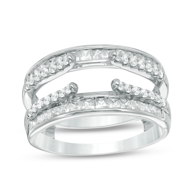 Main Image 1 of Previously Owned - 1 CT. T.W. Diamond Double Row Solitaire Enhancer in 14K White Gold