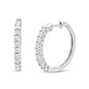Thumbnail Image 1 of Previously Owned - 1/10 CT. T.W. Diamond Hoop Earrings in Sterling Silver