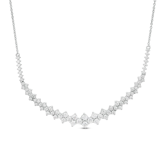 Previously Owned - 1-1/2 CT. T.w. Diamond Scattered Curved Bar Necklace in 10K White Gold - 17"