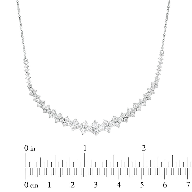 Main Image 2 of Previously Owned - 1-1/2 CT. T.W. Diamond Scattered Curved Bar Necklace in 10K White Gold - 17"