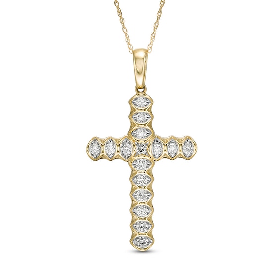 Previously Owned - 1/2 CT. T.w. Diamond Cross Pendant in 10K Gold
