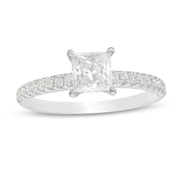 Previously Owned - Celebration Ideal 1 CT. T.W. Princess-Cut Diamond Engagement Ring in 14K White Gold (I/I1)