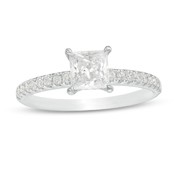 Previously Owned - Celebration Ideal 1 CT. T.w. Princess-Cut Diamond Engagement Ring in 14K White Gold (I/I1)