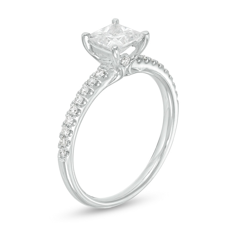 Main Image 3 of Previously Owned - Celebration Ideal 1 CT. T.W. Princess-Cut Diamond Engagement Ring in 14K White Gold (I/I1)
