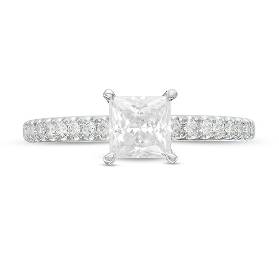 Previously Owned - Celebration Ideal 1 CT. T.w. Princess-Cut Diamond Engagement Ring in 14K White Gold (I/I1)