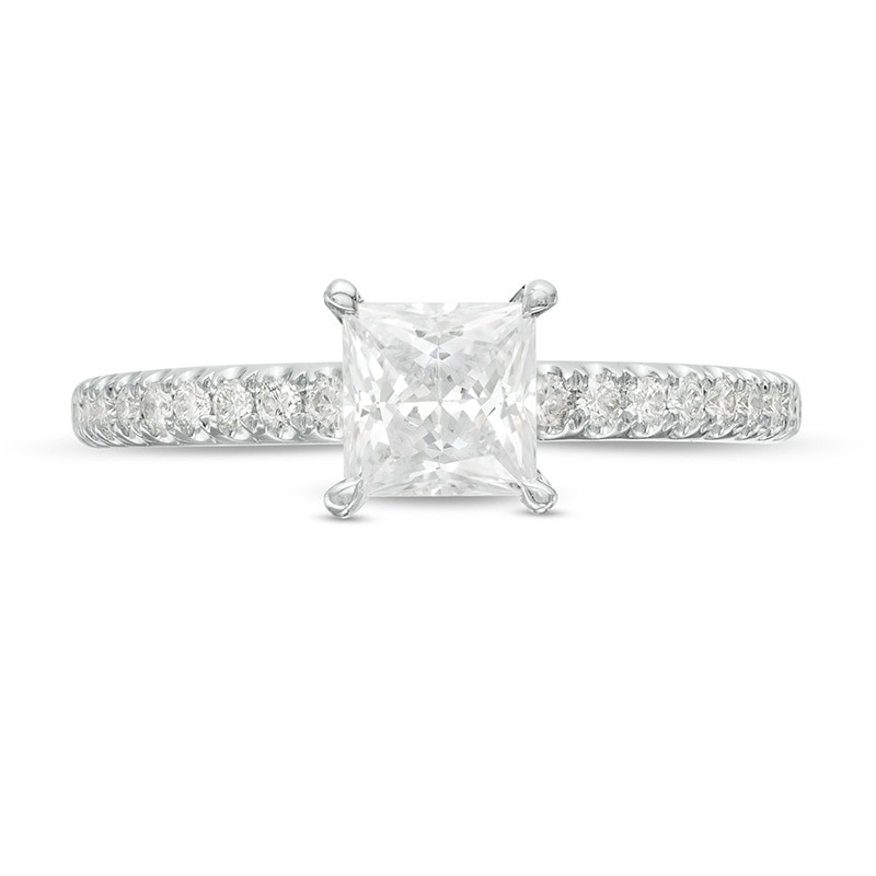 Main Image 4 of Previously Owned - Celebration Ideal 1 CT. T.W. Princess-Cut Diamond Engagement Ring in 14K White Gold (I/I1)