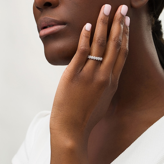 Previously Owned - 1/3 CT. T.w. Diamond Milgrain Stackable Band in 10K White Gold