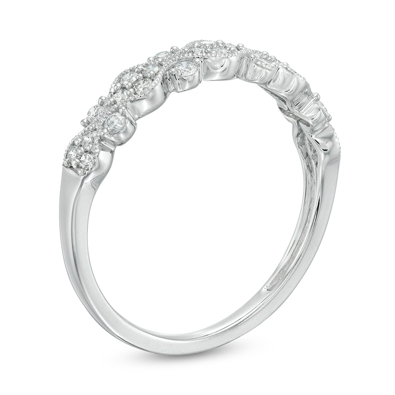 Main Image 3 of Previously Owned - 1/3 CT. T.W. Diamond Milgrain Stackable Band in 10K White Gold