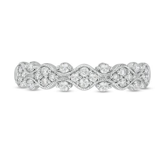 Previously Owned - 1/3 CT. T.w. Diamond Milgrain Stackable Band in 10K White Gold