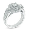 Thumbnail Image 2 of Previously Owned - Celebration Ideal 2 CT. T.W. Diamond Layered Oval Frame Three Stone Ring in 14K White Gold (I/I1)