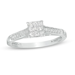 Previously Owned - 1/4 CT. T.W. Princess-Cut Multi-Diamond Promise Ring in 10K White Gold