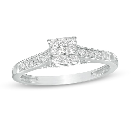 Previously Owned - 1/4 CT. T.w. Princess-Cut Multi-Diamond Promise Ring in 10K White Gold