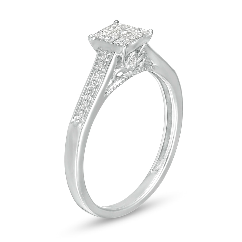 Main Image 3 of Previously Owned - 1/4 CT. T.W. Princess-Cut Multi-Diamond Promise Ring in 10K White Gold