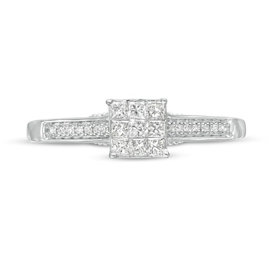 Previously Owned - 1/4 CT. T.w. Princess-Cut Multi-Diamond Promise Ring in 10K White Gold