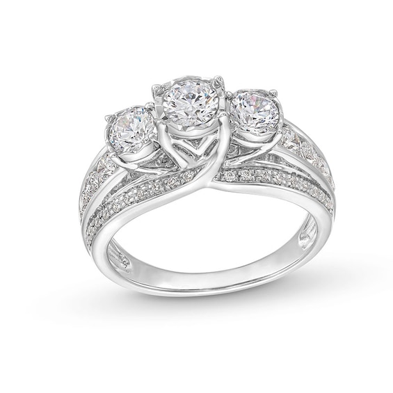 Previously Owned - 1-1/2 CT. T.w. Diamond Past Present Future® Engagement Ring in 14K White Gold