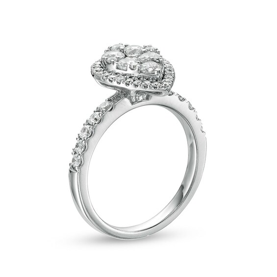 Previously Owned - 1-1/4 CT. T.w. Composite Pear Diamond Frame Engagement Ring in 14K White Gold