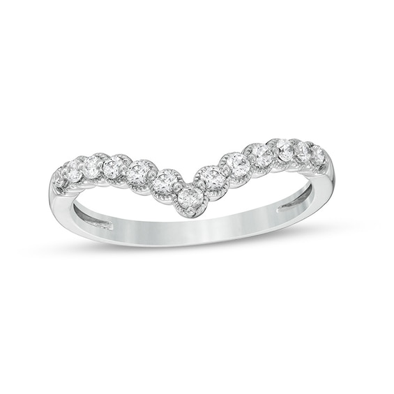 Previously Owned - 1/4 CT. T.w. Diamond Contour Vintage-Style Anniversary Band in 14K White Gold