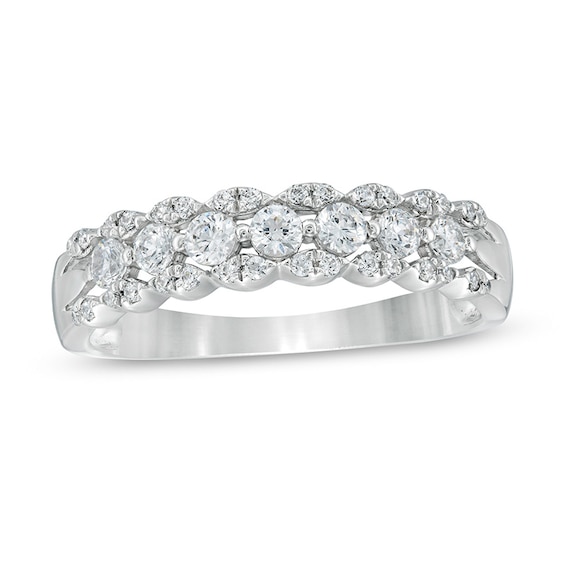 Previously Owned - 1/2 CT. T.w. Diamond Marquise Edge Ring in 10K White Gold