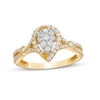 Thumbnail Image 1 of Previously Owned - 1/2 CT. T.W. Pear-Shaped Multi-Diamond Frame Engagement Ring in 10K Gold