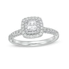 Thumbnail Image 1 of Previously Owned - 1 CT. T.W. Princess-Cut Diamond Cushion Frame Engagement Ring in Platinum (I/SI2)