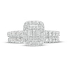 Thumbnail Image 4 of Previously Owned - 1 CT. T.W. Emerald-Shaped Multi-Diamond Frame Bridal Set in 14K White Gold