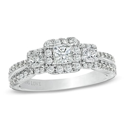 Previously Owned - Vera Wang Love Collection 1 CT. T.W. Diamond Three Stone Engagement Ring in 14K White Gold