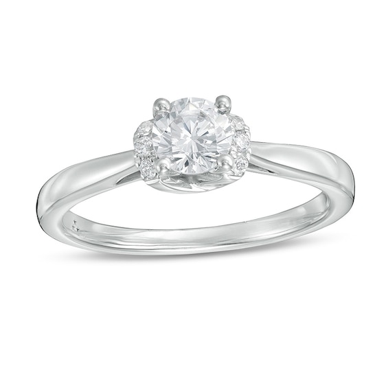 Previously Owned - 1/2 CT. T.w. Diamond Collar Engagement Ring in 14K White Gold (I/I2)