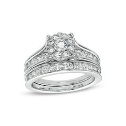 Previously Owned - 1-1/2 CT. T.W. Diamond Frame Bridal Set in 10K White Gold