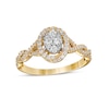 Thumbnail Image 1 of Previously Owned - 1/2 CT. T.W. Oval Multi-Diamond Frame Twist Shank Engagement Ring in 10K Gold