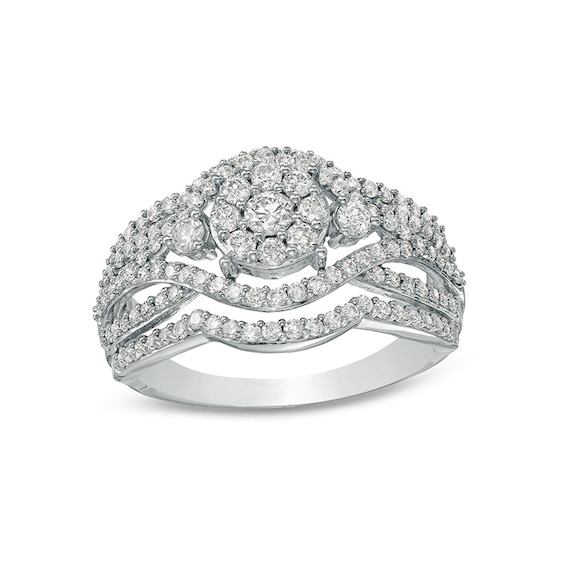 Previously Owned - 1 CT. T.w. Composite Diamond Multi-Row Split Shank Ring in 10K White Gold